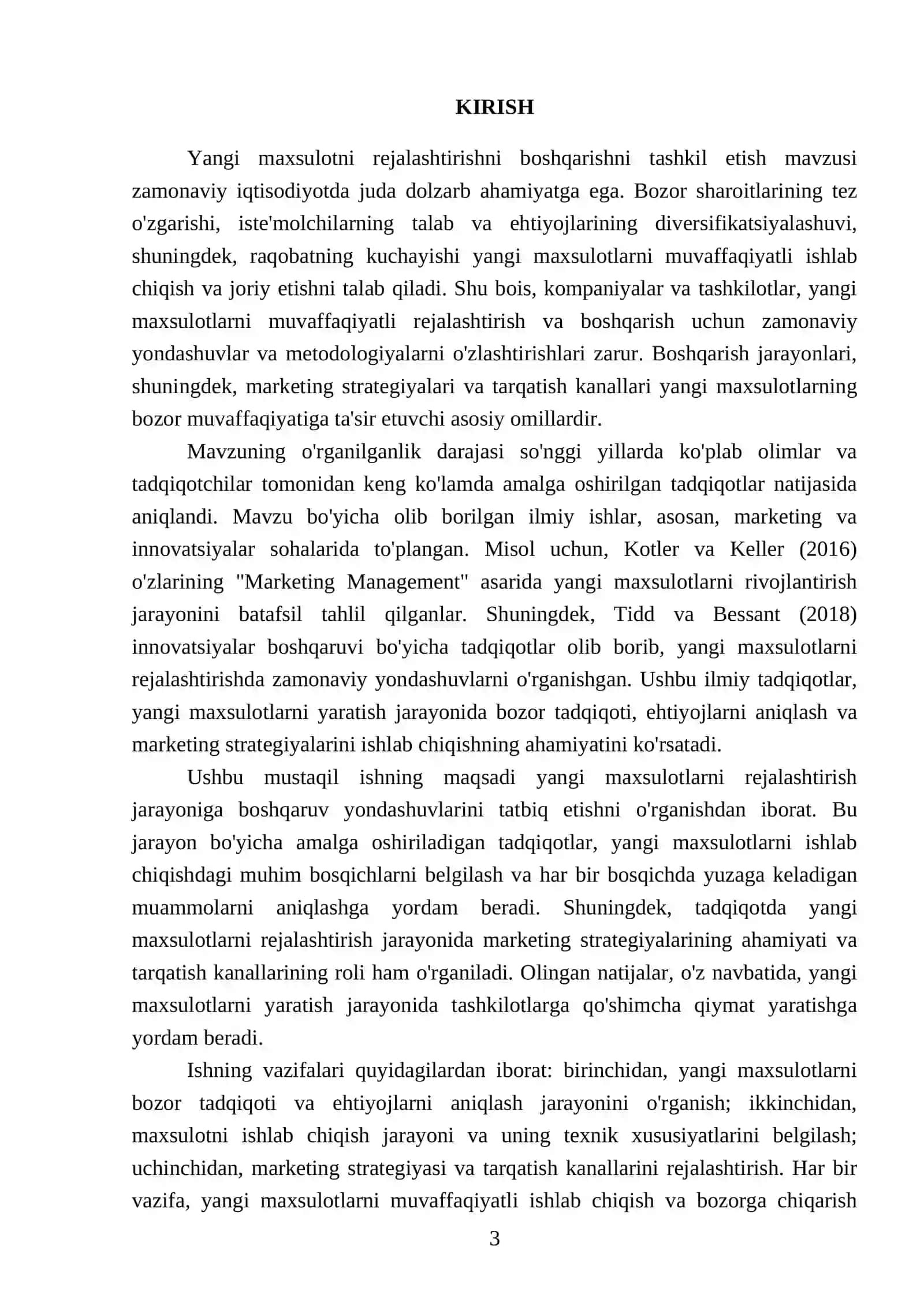Yangi maxsulotni rejalashtirishni boshqarishni tashkil etish 3