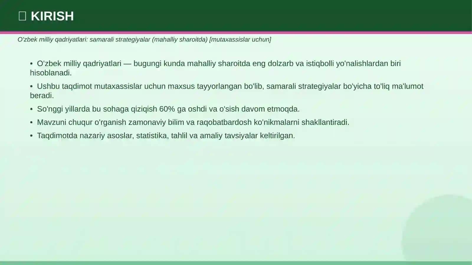 O'ZBEK MILLIY QADRIYATLARI 3