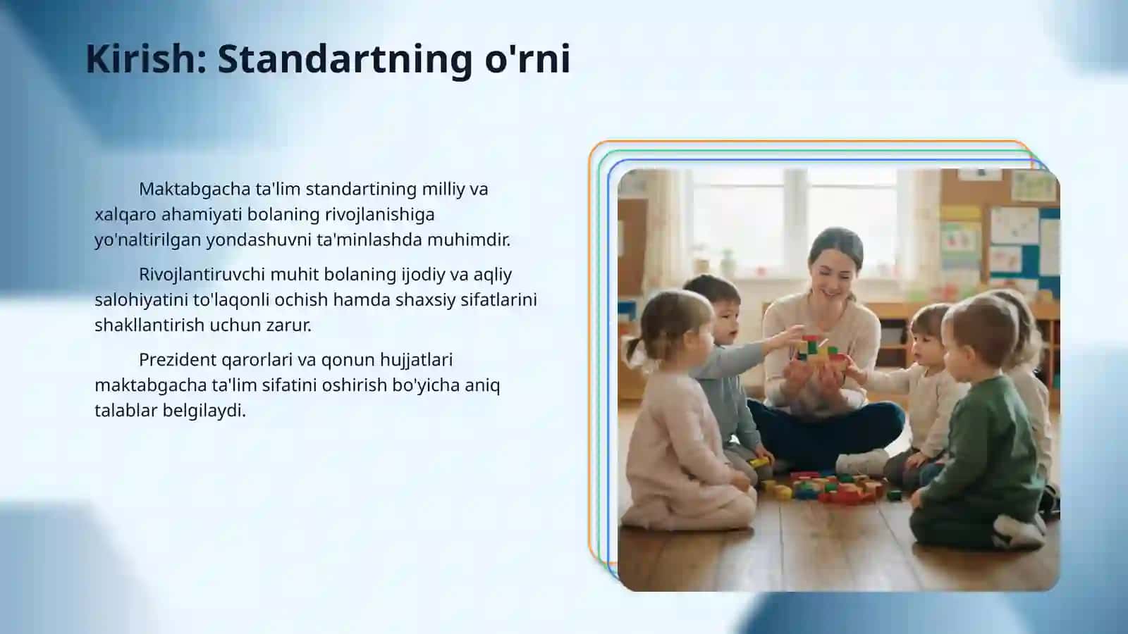 Maktabgacha ta‘lim va tarbiya standarti va undagi rivojlantiruvchi muhitni tashkil etishga qo‘yiladigan talablar 3