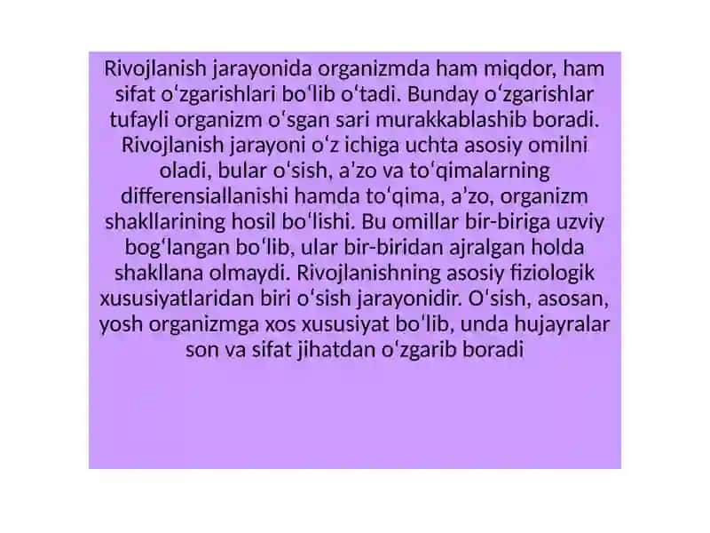 Oʻsish va rivojlanish 3
