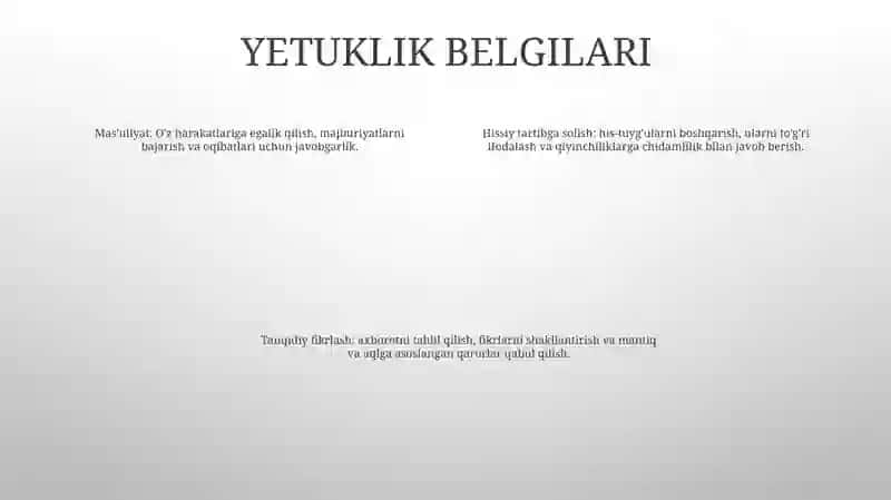 Yetuklik Davri 3