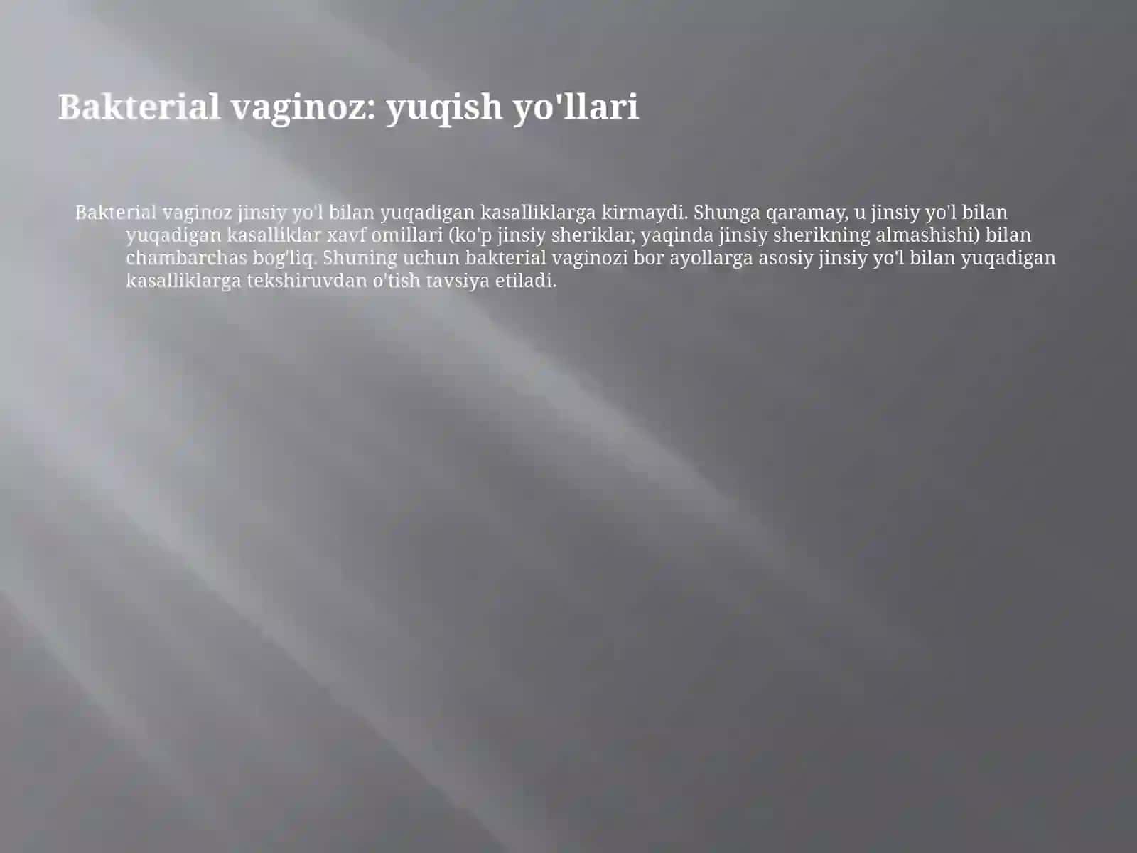 Bakterial vaginoz sabablari va davolash 3