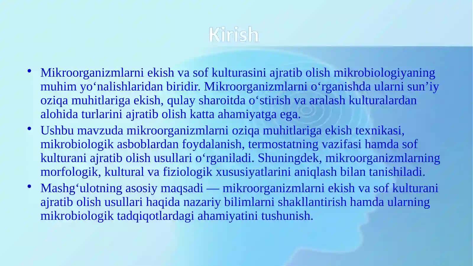 Mikroorganizmlar ekish va sofkulturasini ajratib olish usullari 3