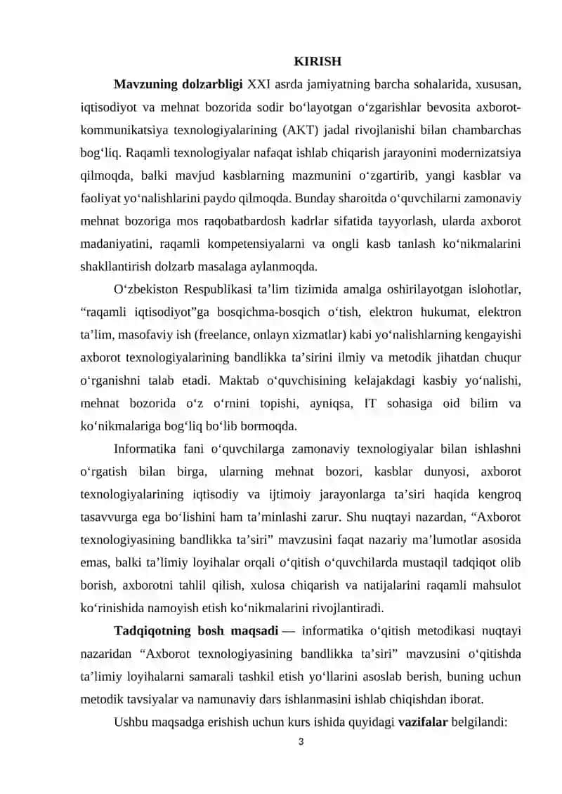 Axborot texnologiyasining bandlikka taʼsiri mavzusini oʻqitishda taʼlimiy loyihalarni tashkil etish 3