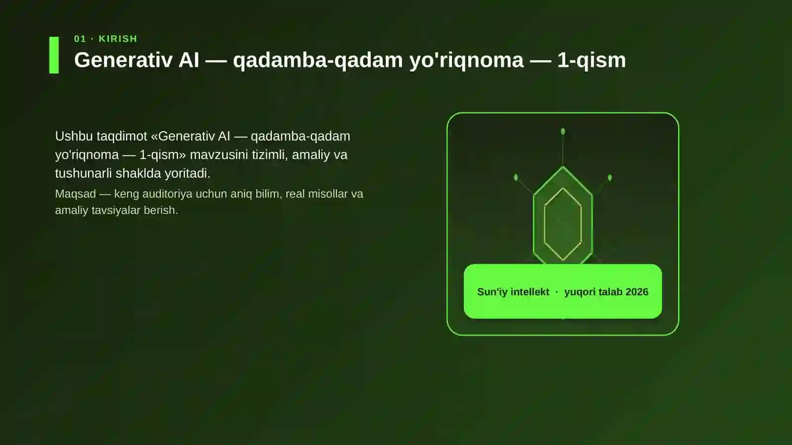 Generativ AI — qadamba-qadam yo'riqnoma — 1-qism 3