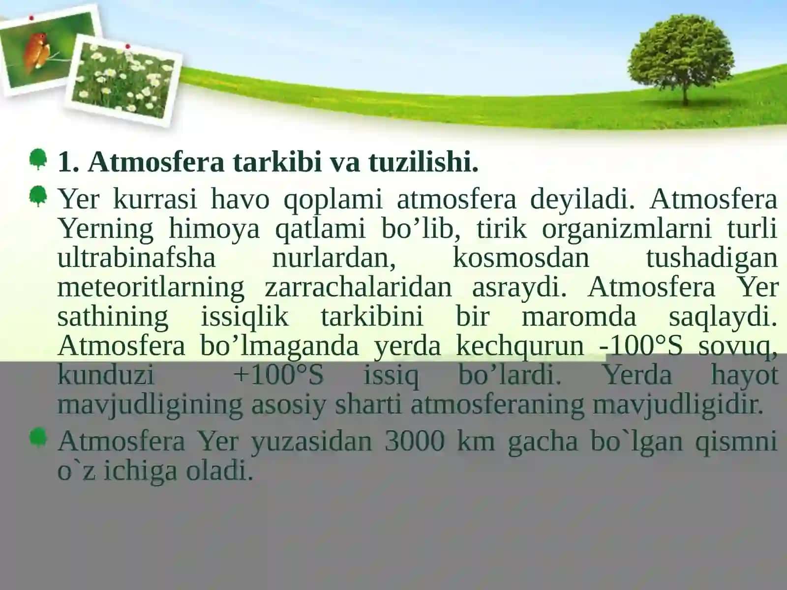 ATMOSFERANING TARKIBI, TUZILISHI VA AHAMIYATI, HAVO QOBIG’INING IFLOSLANISH MANBALARI 3