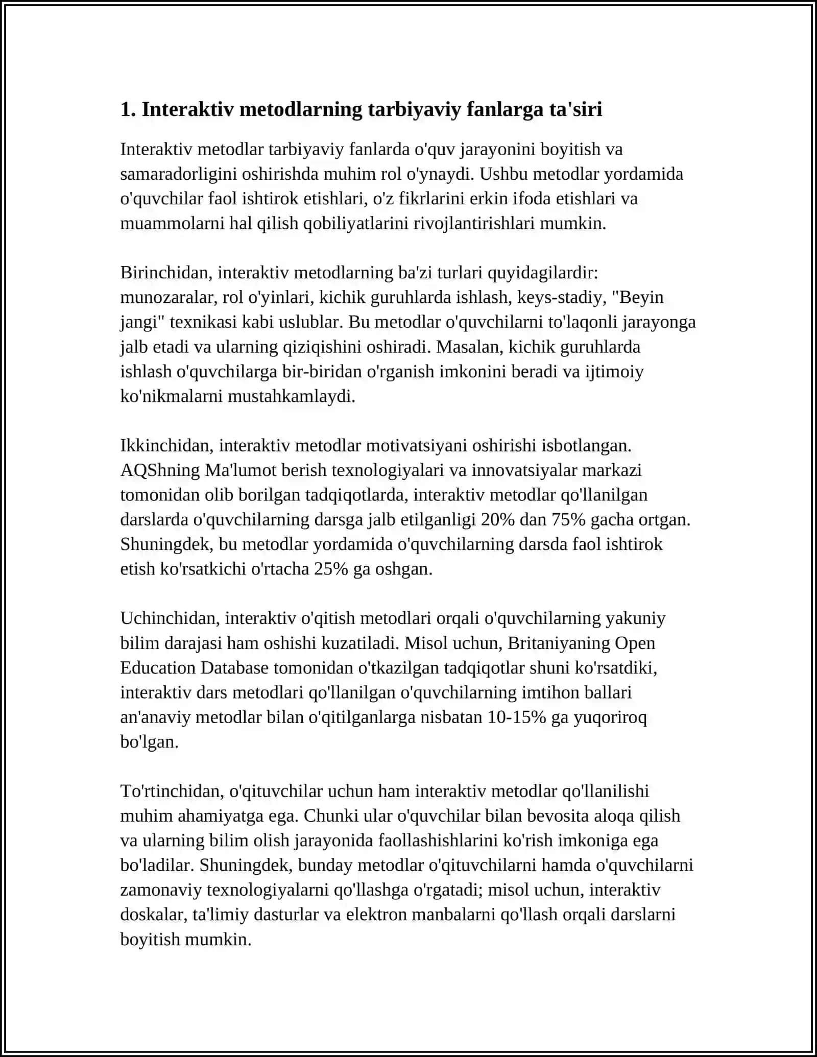 TARBIYA FANINI OʻQITISHDA INTERAKTIV METODLARDAN FOYDALANISH 3