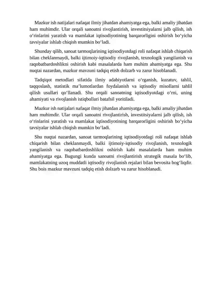 Sanoat tarmoqlarida iqtisodiyotdagi oʻrni va ahamiyati 3