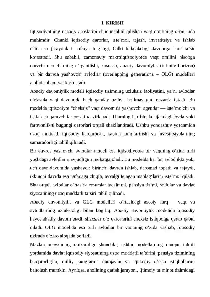 Abadiy Davomiylik va Bir Davrda Yashayotgan Avlodlar Modeli 3