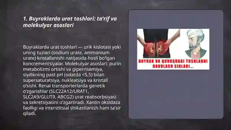 Buyraklarda urat toshlarini hosil bo 'lishi va davolash yoʻllari 3