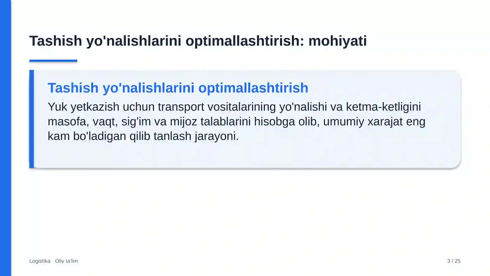elektrotexnika sanoatida tashish yo'nalishlarini optimallashtirish 8886 3