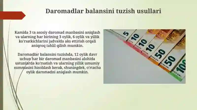 Daromadlar Balansi Tuzish 3