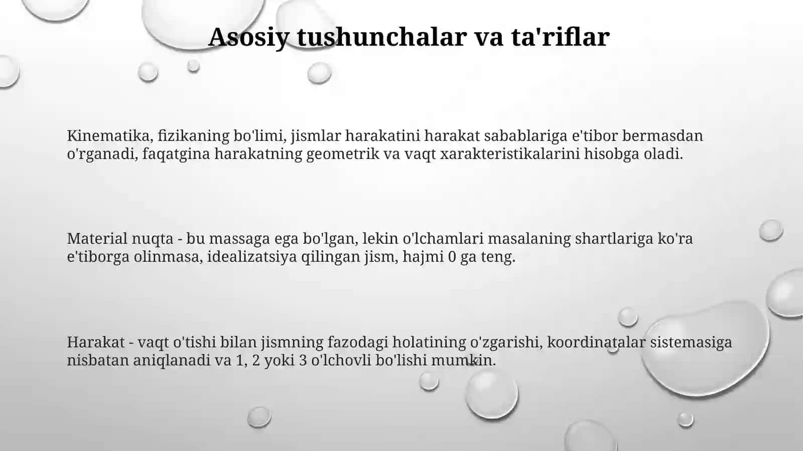 Qurilishda fizika faning asoslari. Moddiy nuqta kinematikasi 3