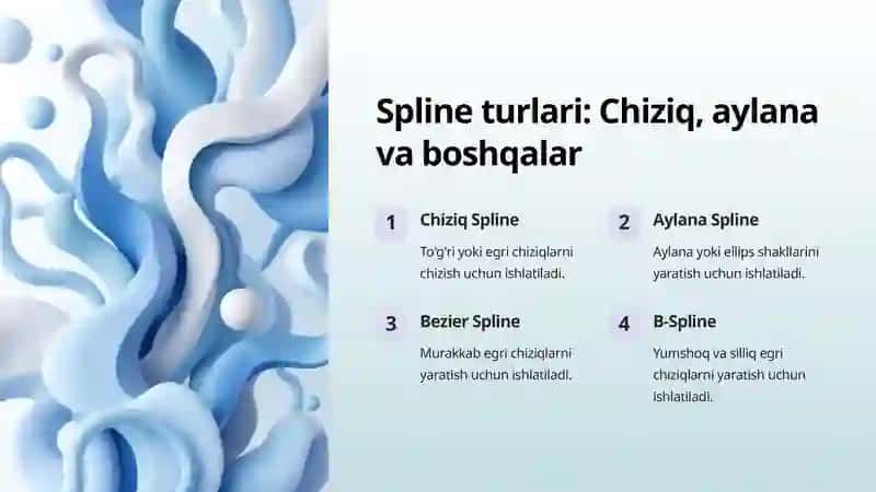 Spline-based modellashtirish Line, Circle kabi spline'lar bilan ishlash. 3