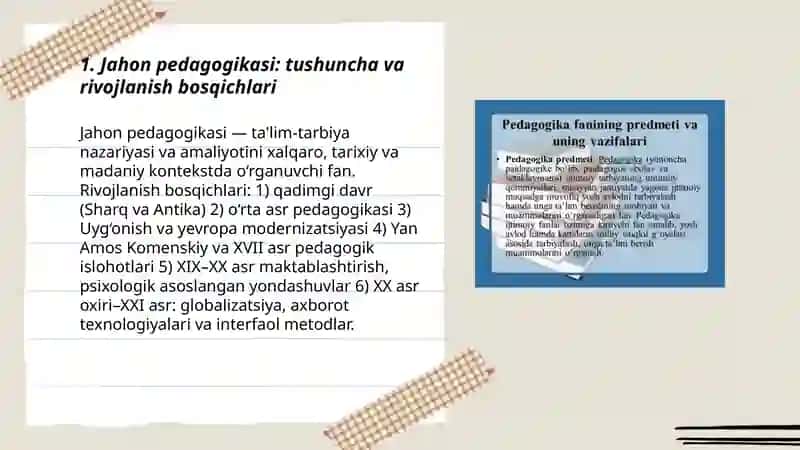 Jahon pedagogika fanining rivojlanish tarixi bayoni 3