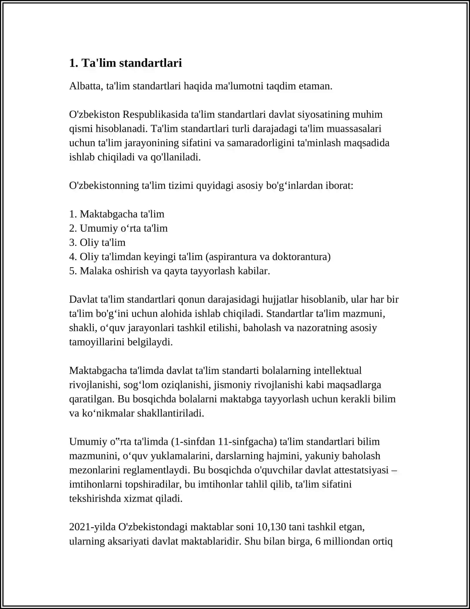 MUSTAQIL ISH Mavzu: STANDARTLARNING TURLARI.STANDARTLASHTIRISHNING SAMARADORLIGI 3