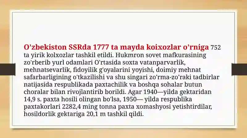 O'zbekistonda 50-70 yillarda paxta yakkahokimligining kuchayishi va ekologik muammolarning kelib chiqishi 3