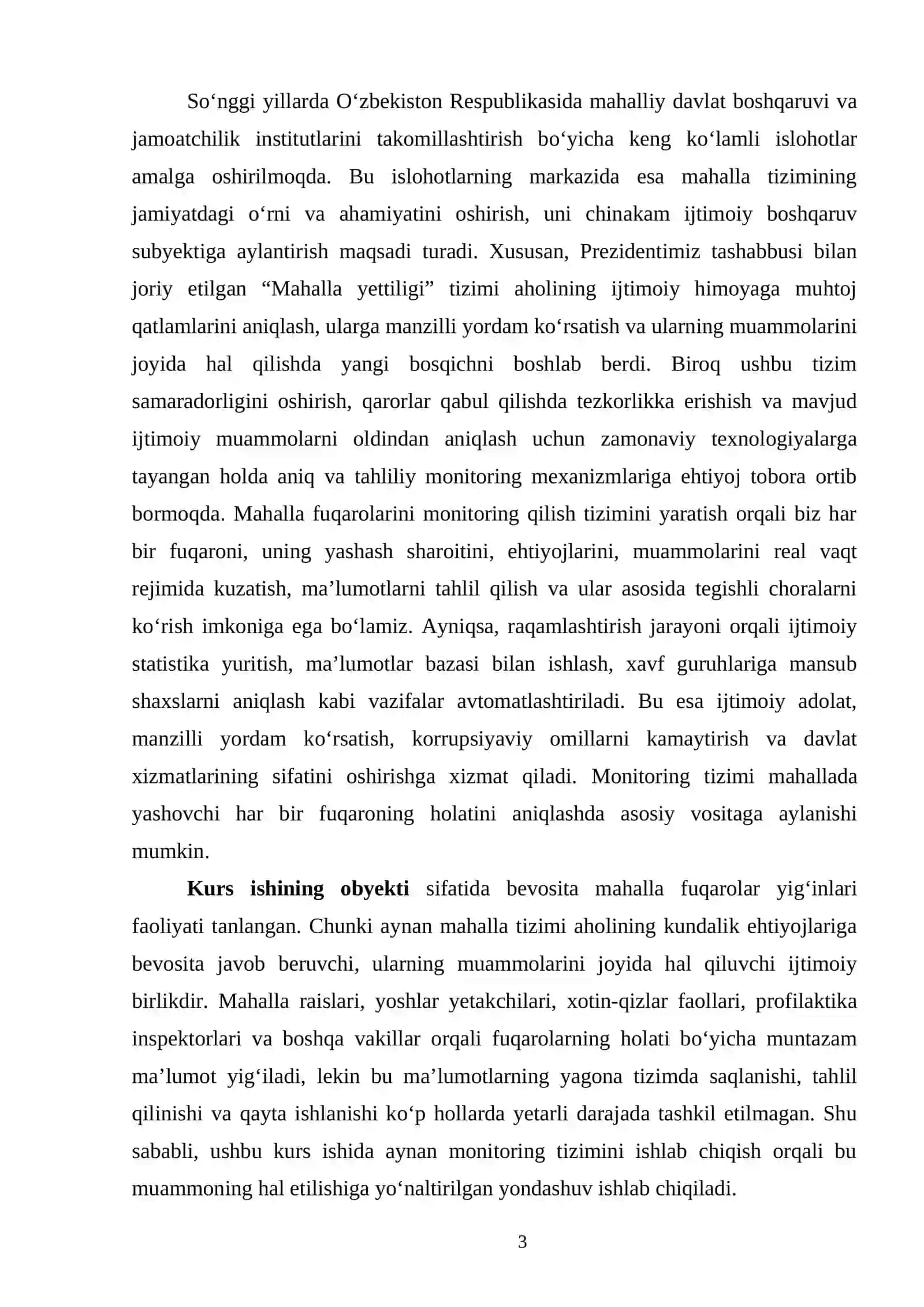 “Mahalla fuqarolarni monitoring qilish tizimi” mavzusidagi kurs ishi 3