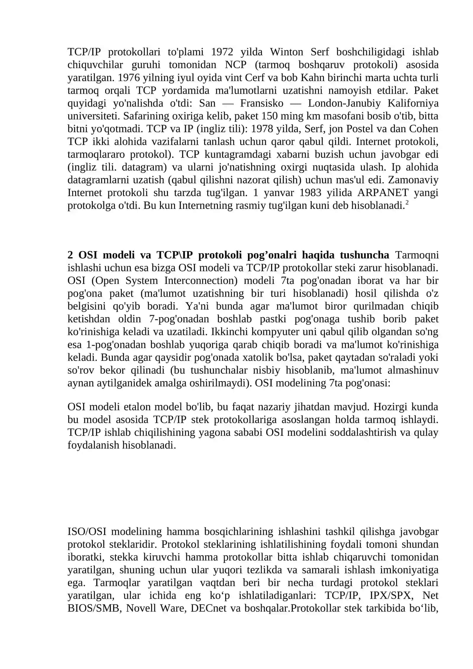 TCP protokollari ishini o`rganish 3