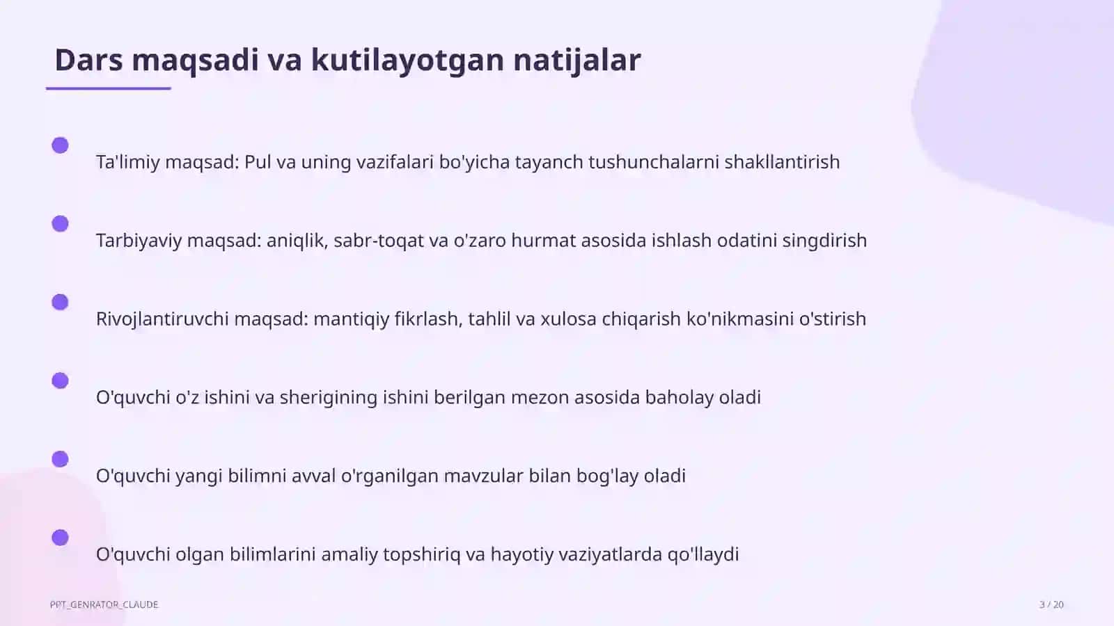 Pul va uning vazifalari (9-sinf) 3