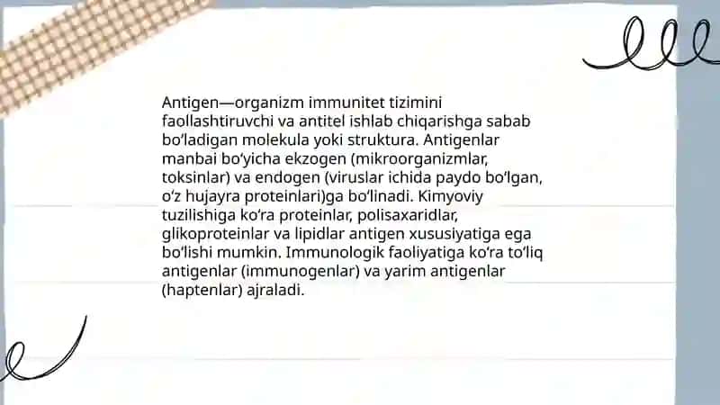 Antigenlar va ularning tasnifi 3