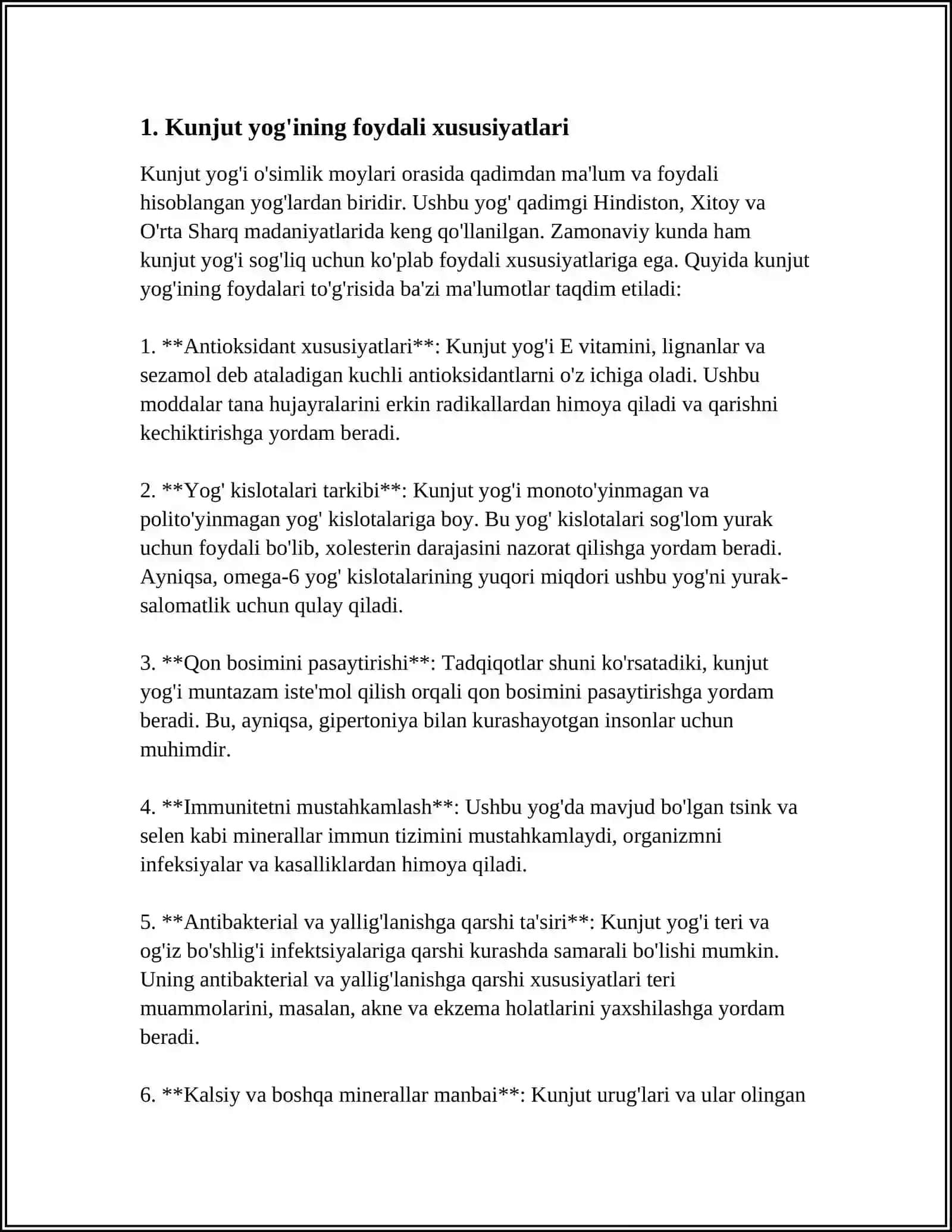 Kunjut yog'i tarkibi 3