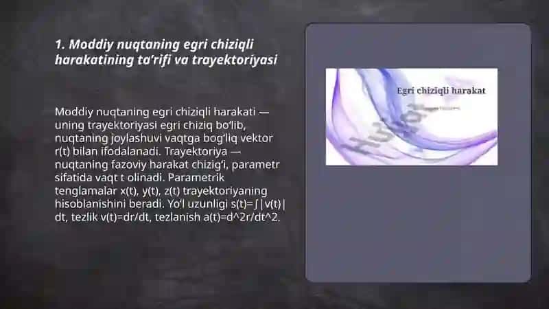 Moddiy nuqtaning egri chiziqli harakati 3