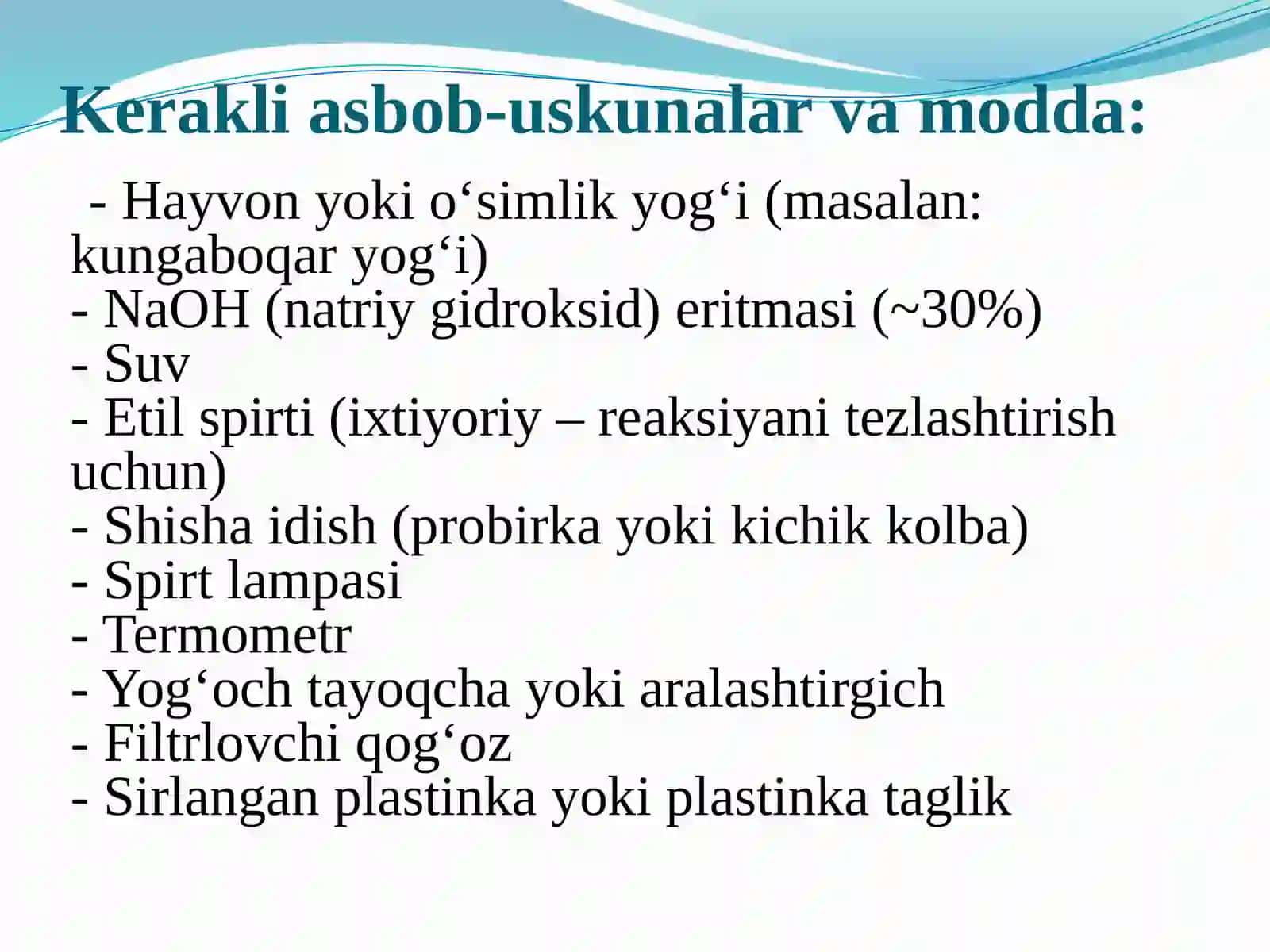 Sovun olish (gidroliz orqali) 3