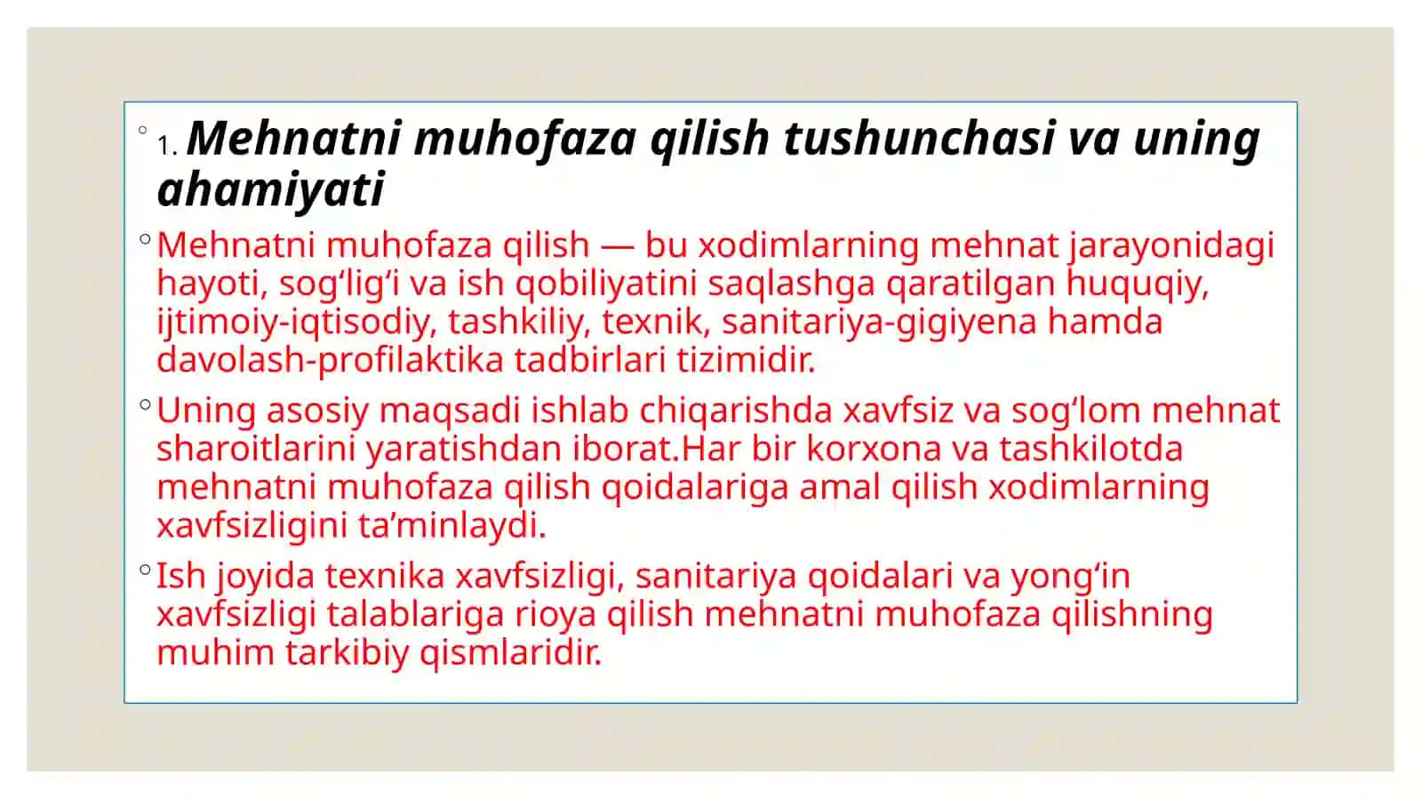 MEHNATNI MUHOFAZA QILISH SOHASIDA HODIMNING HUQUQLARI VA MAJBURIYATLARI 3