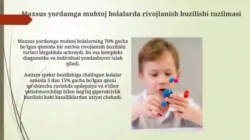 Maxsus yordamga muhtoj bolalarda rivojlanish buzilishlarining chuqurligi tuzilishi 3