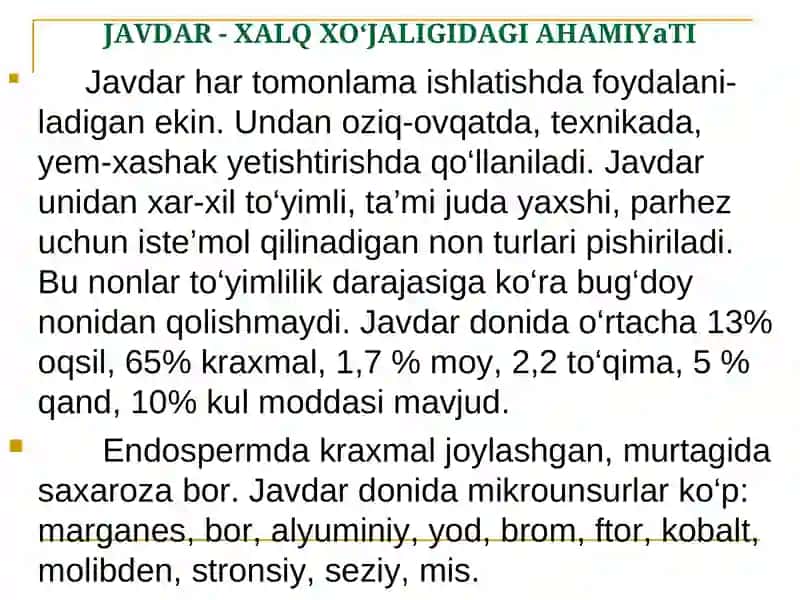Javdar Biologiyasi va Yetishtirish Texnologiyasi 3