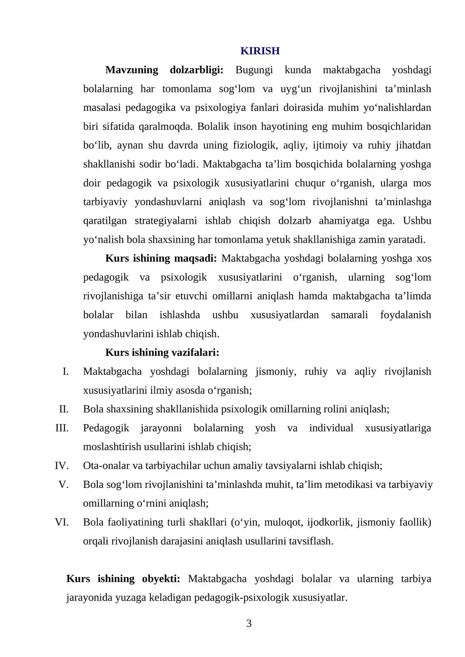 MAKTABGACHA YOSHDAGI BOLALARNING YOSHGA DOIR PEDAGOGIK VA PSIXOLOGIK XUSUSIYATLARI VA ULARNING BOLA SOGʻLOM RIVOJLANISHIDAGI AHAMIYATI MAKTABGACHA TALIM DAVRIDA YOSH DAVRNING OʻZIGA XOS XUSUSIYATLARI 3