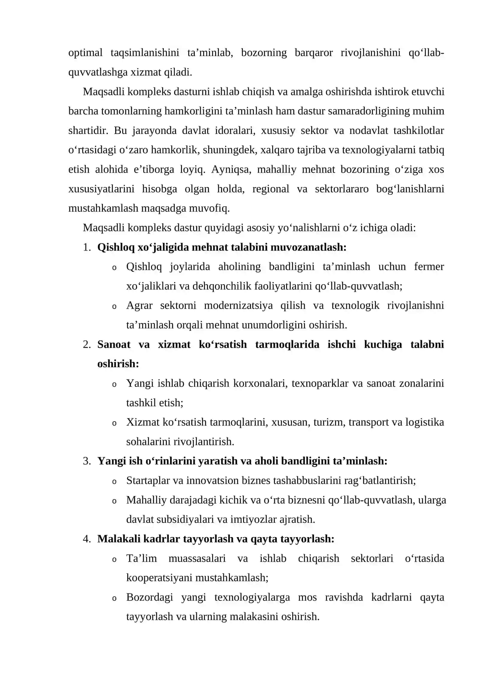 Mehnat bozori faoliyatining maqsadli kompleks dasturi 3