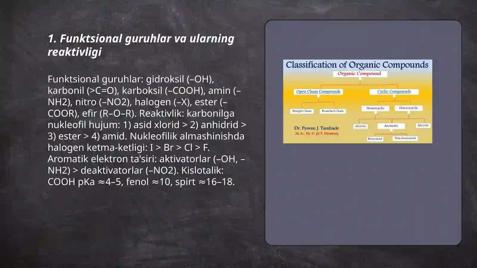 Organik birikmalarning reaksion qobiliyati 3