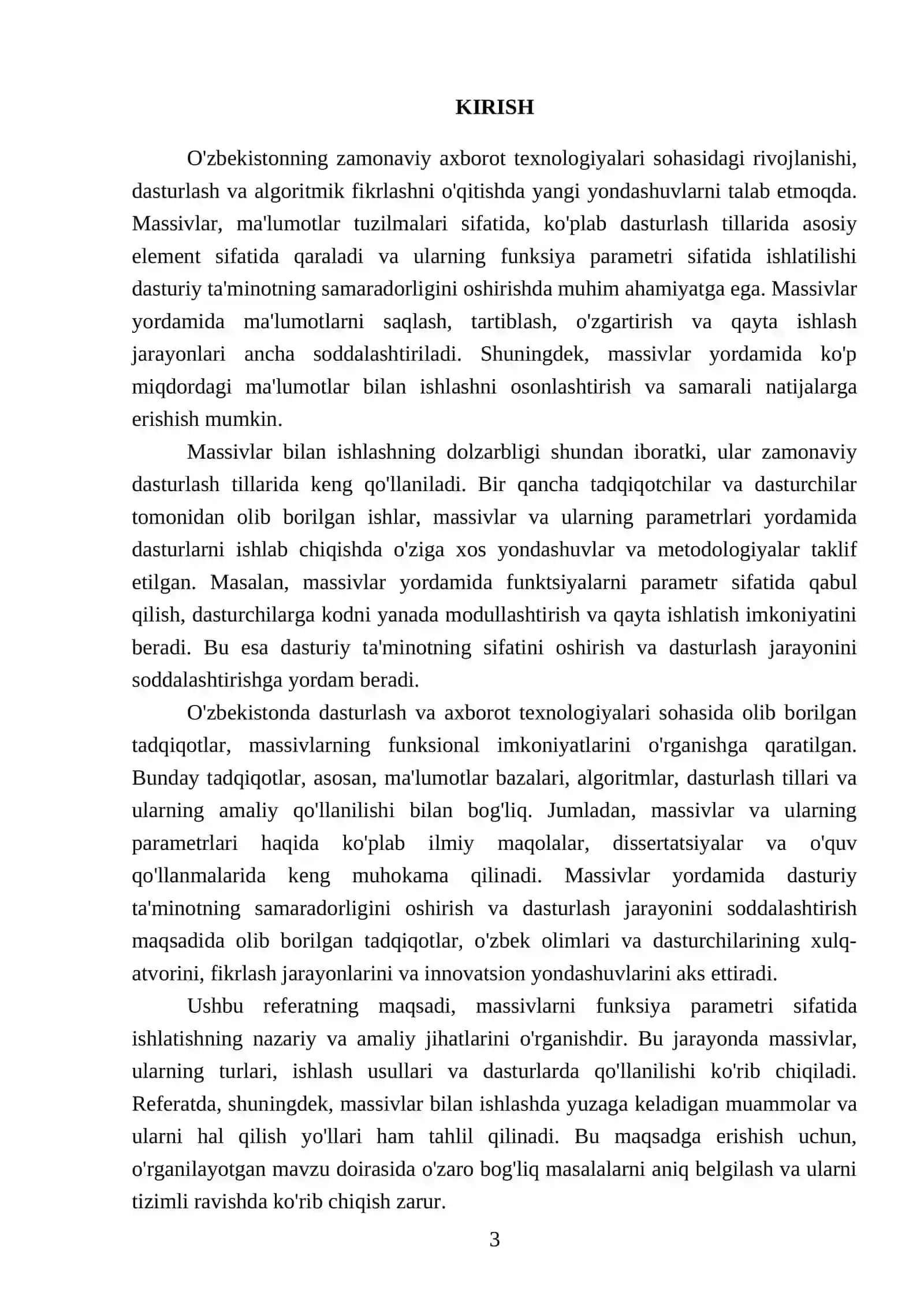 Massivlarni funksiya parametri sifatida ishlatish 3