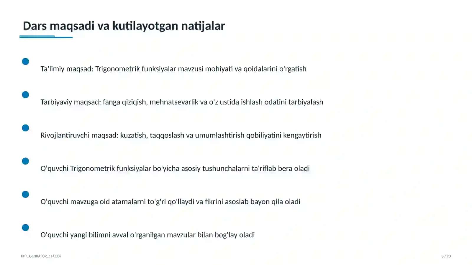 Trigonometrik funksiyalar (10-sinf) 3