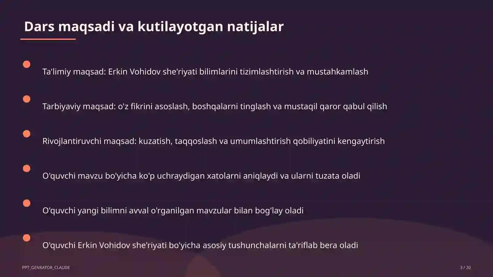 Erkin Vohidov she'riyati (8-sinf) 3