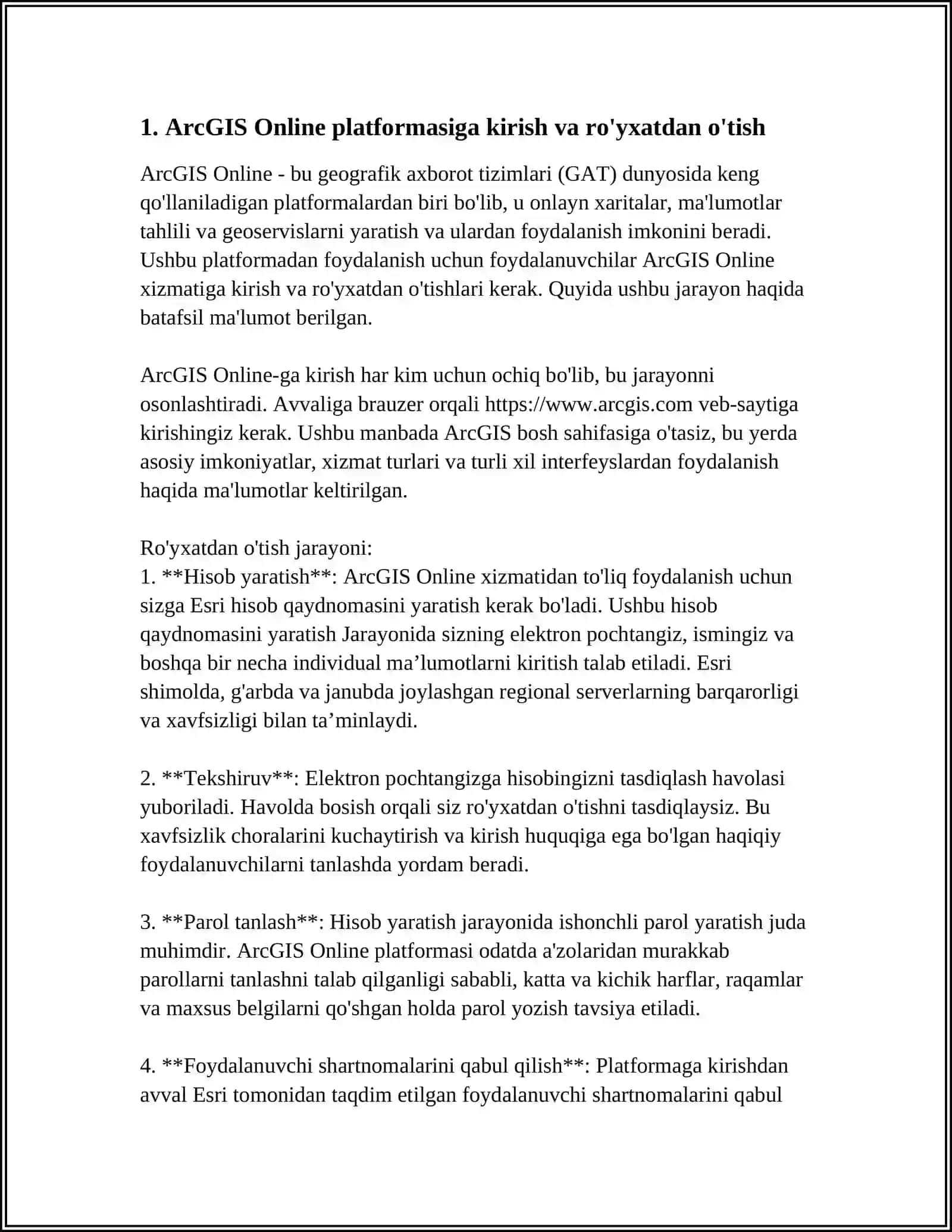 ARCGIS ONLINE PLATFORMASIDAN FOYDALANISH 3