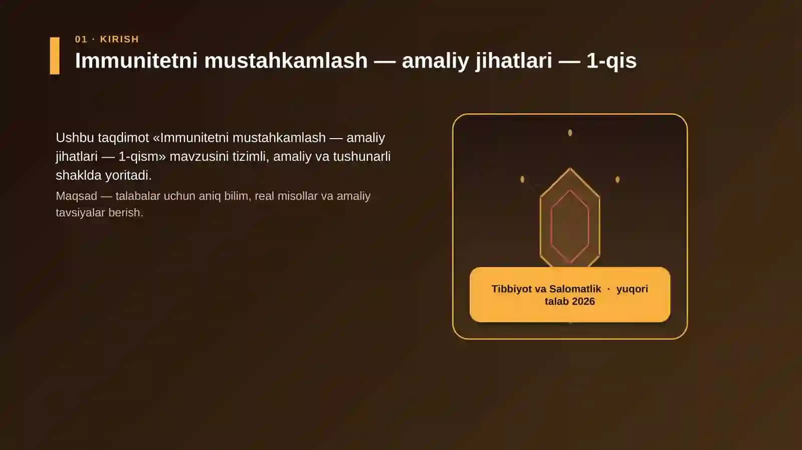 Immunitetni mustahkamlash — amaliy jihatlari — 1-qis 3