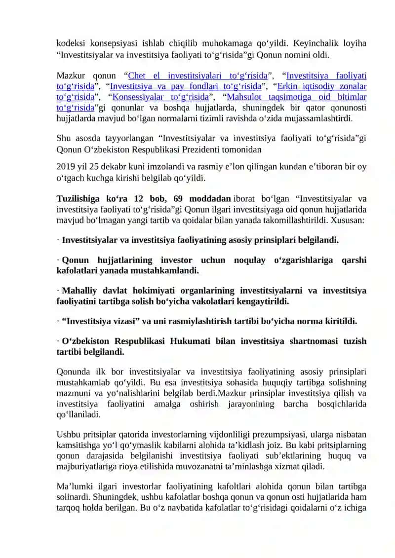 Mamlakatimizda biznesni investisiyalashning ustuvor yo‘nalishlari. 3
