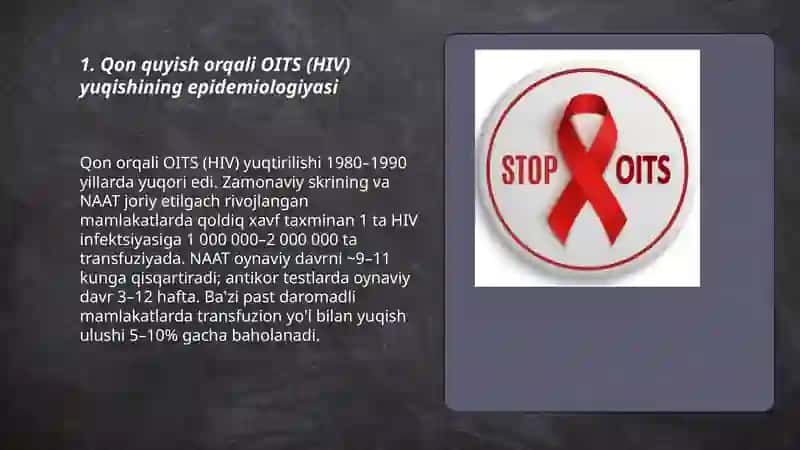 Qon quyish paytida OITS infeksiyalari yuqishi 3