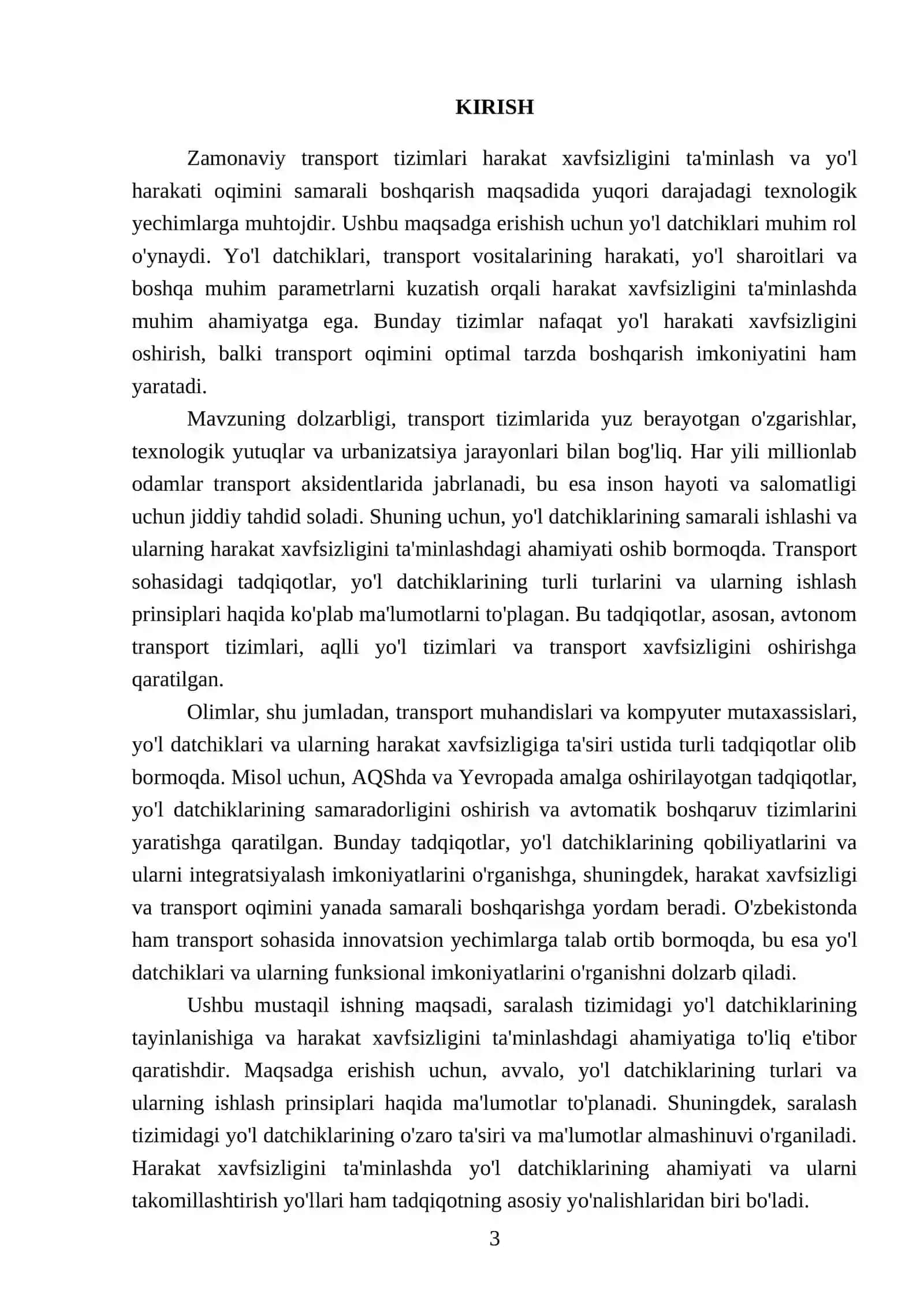 Saralash tizimida yoʻl datchiklarining tayinlanishi va harakat xavfsizligini taʼminlash 3
