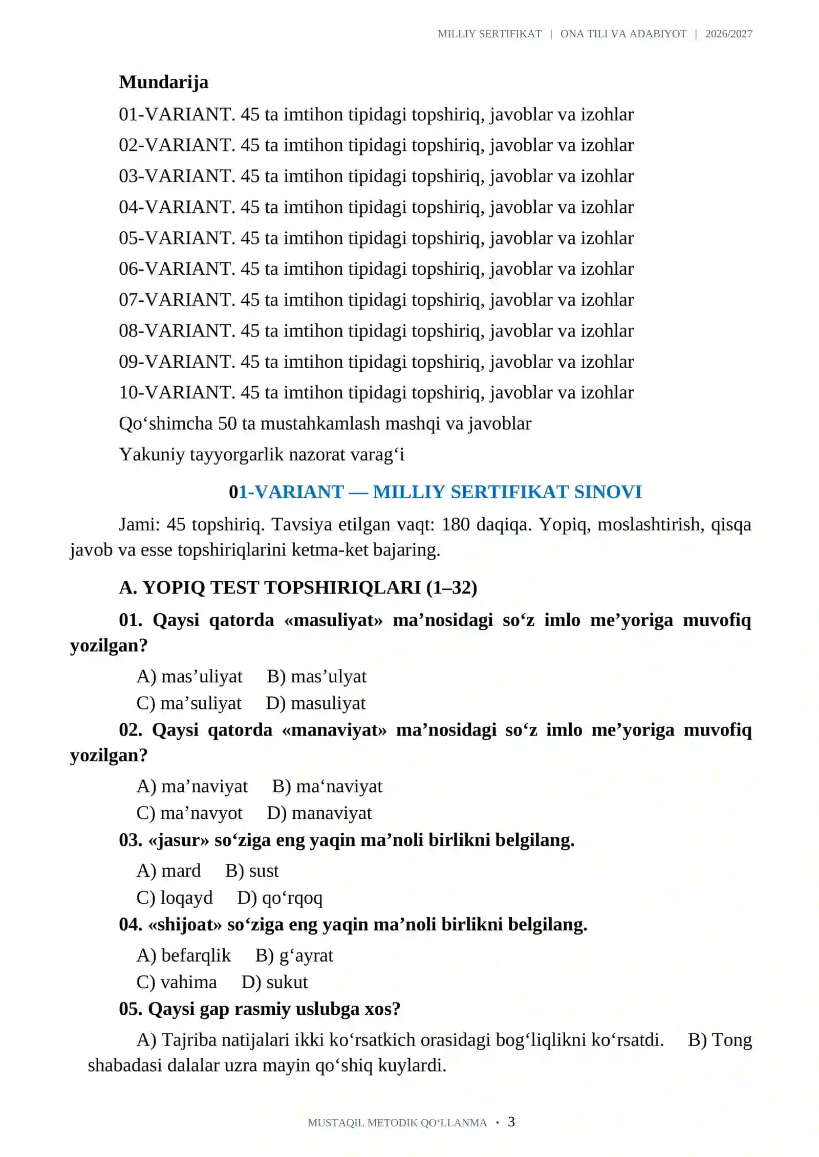 MILLIY SERTIFIKAT ONA TILI va ADABIYOT 500 ta TOPSHIRIQ 2026-2027 .docx 3