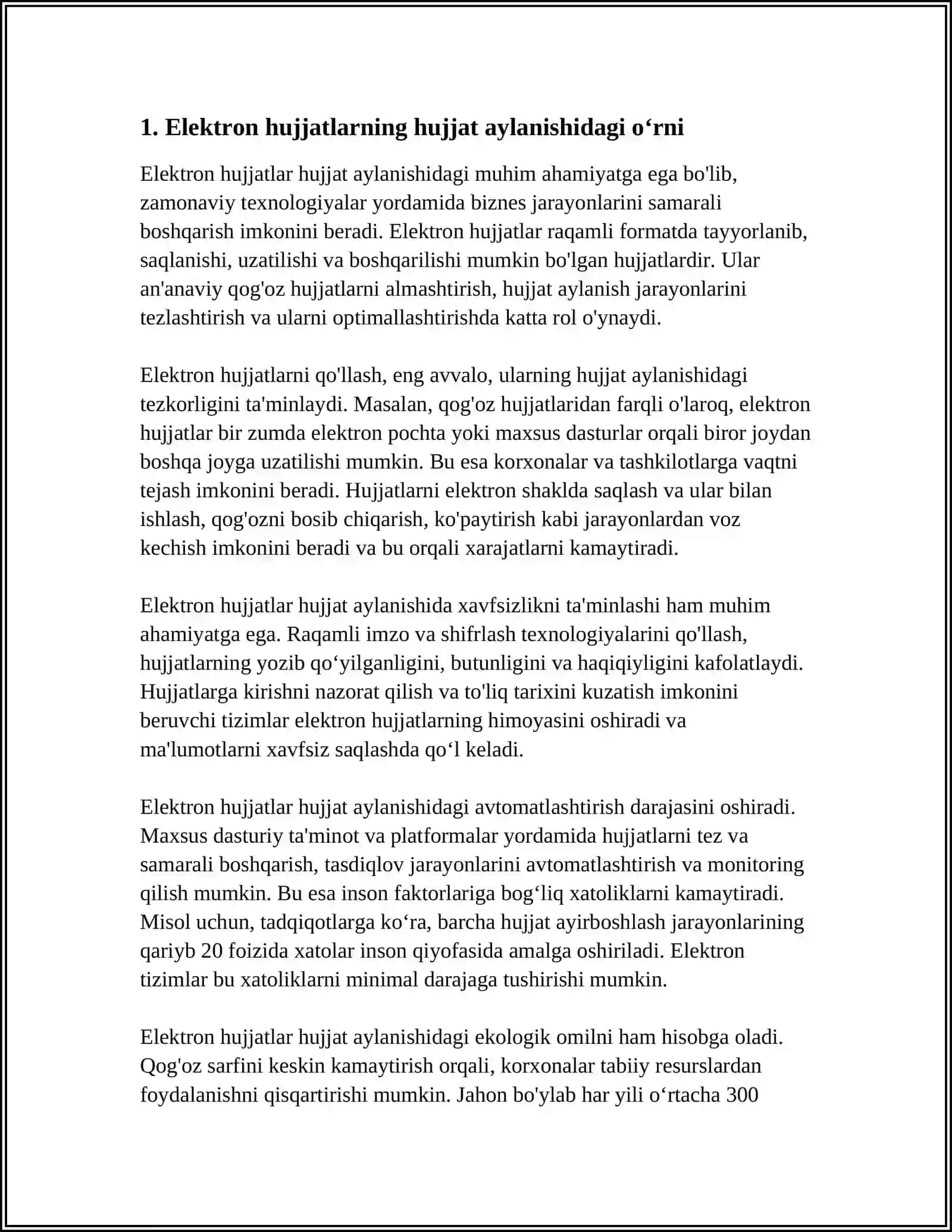 HUJJAT AYLANISHI. ELEKTRON HUJJATLAR 3