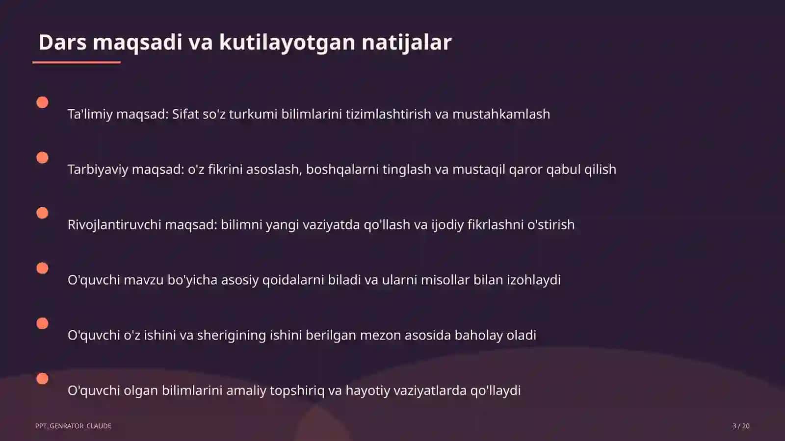 Sifat so'z turkumi (3-sinf) 3