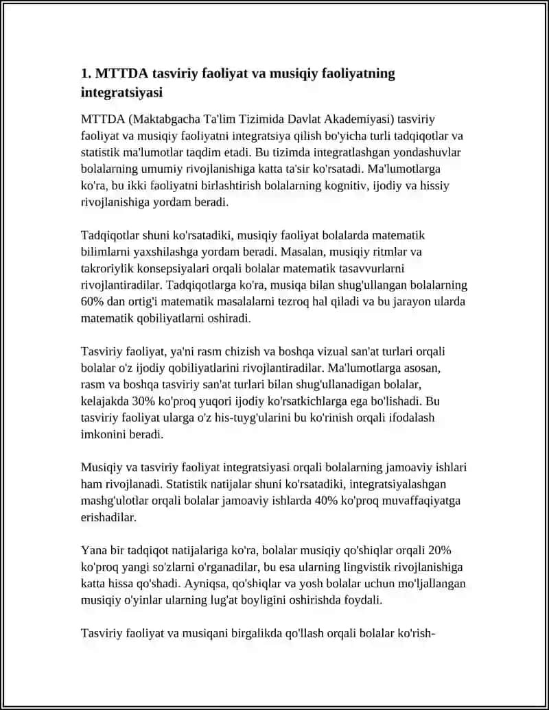 MTTDA TASVIRIY FAOLIYATNING BOSHQA FAOLIYAT TURLARI VA MASHGʻULOTLAR BILAN BOGʻLIQLIGI 3