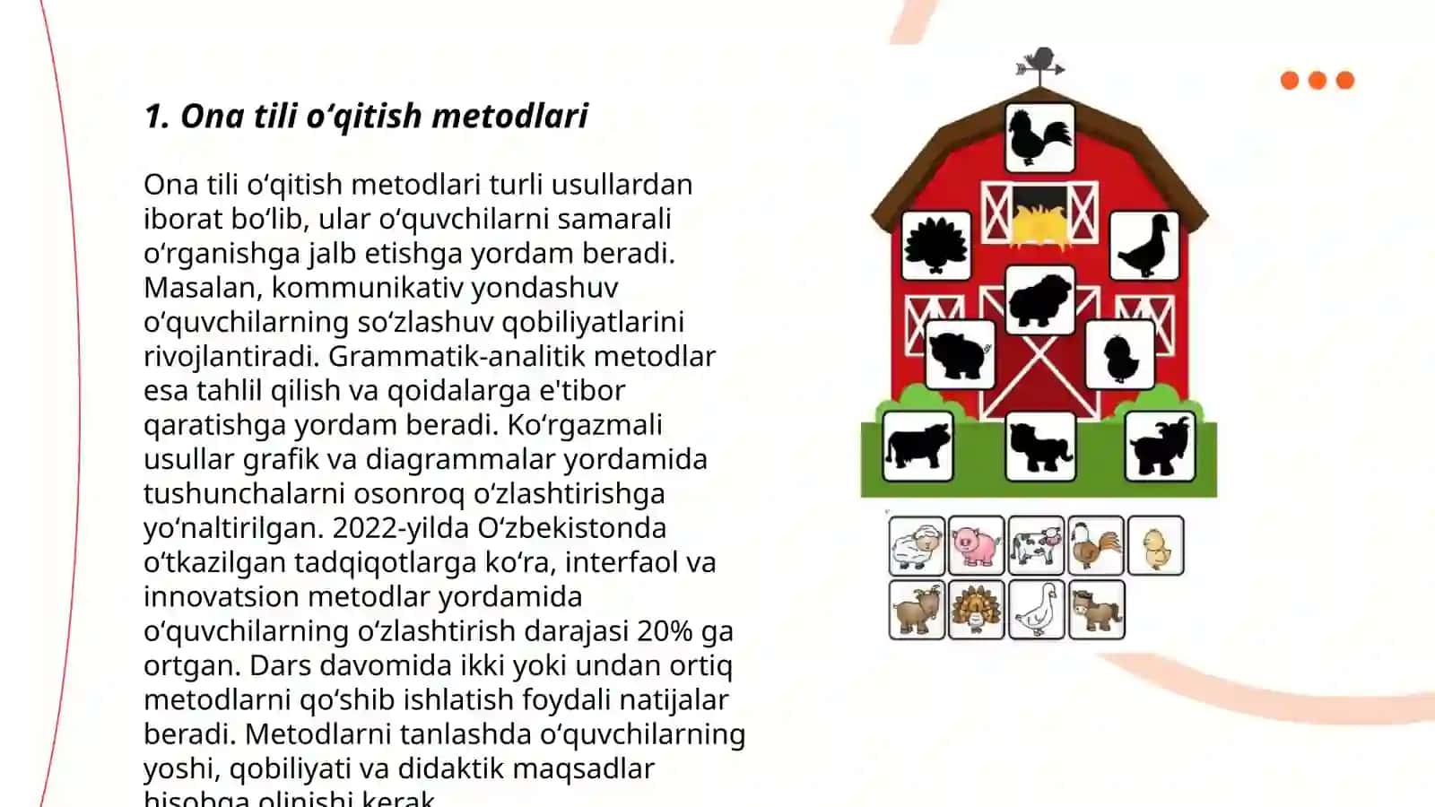 Ona tili oʻqitish metodlari Oʻzbek tilidan dars tiplari 3