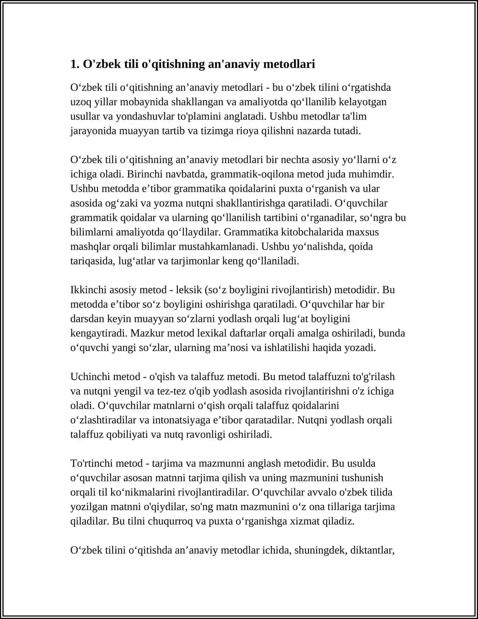 ONA TILI FANINI O'QITISH METODIKASI UCHUN METODLAR 3
