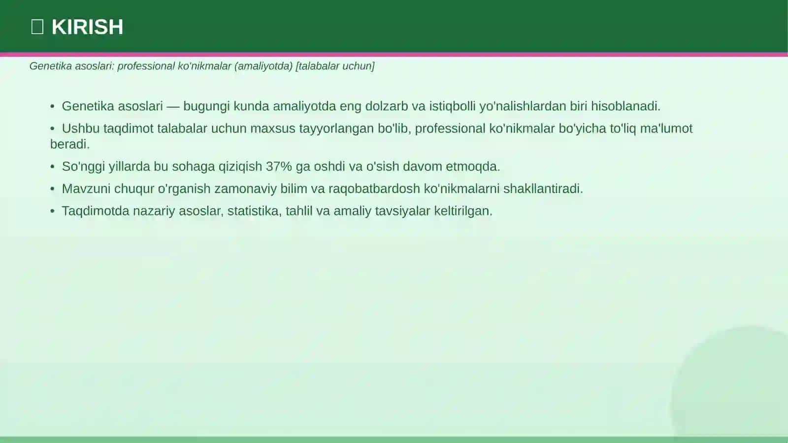 Genetika asoslari: professional ko'nikmalar (amaliyotda) [talabalar uchun] 3