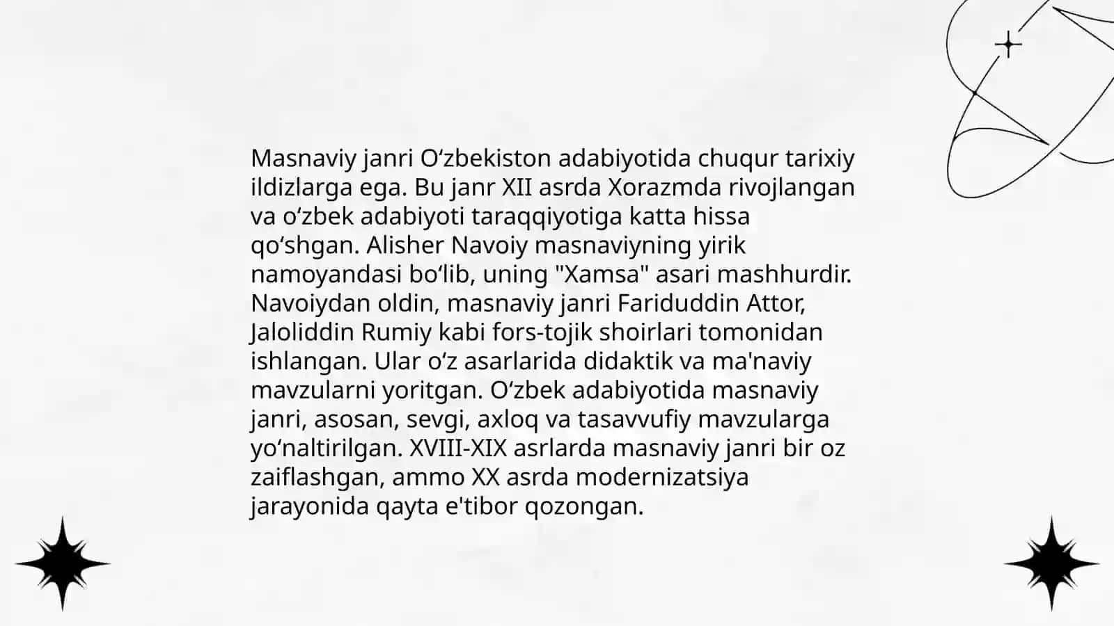 Oʻzbek mumtoz adabiyotida masnaviy janrining tutgan oʻrni 3